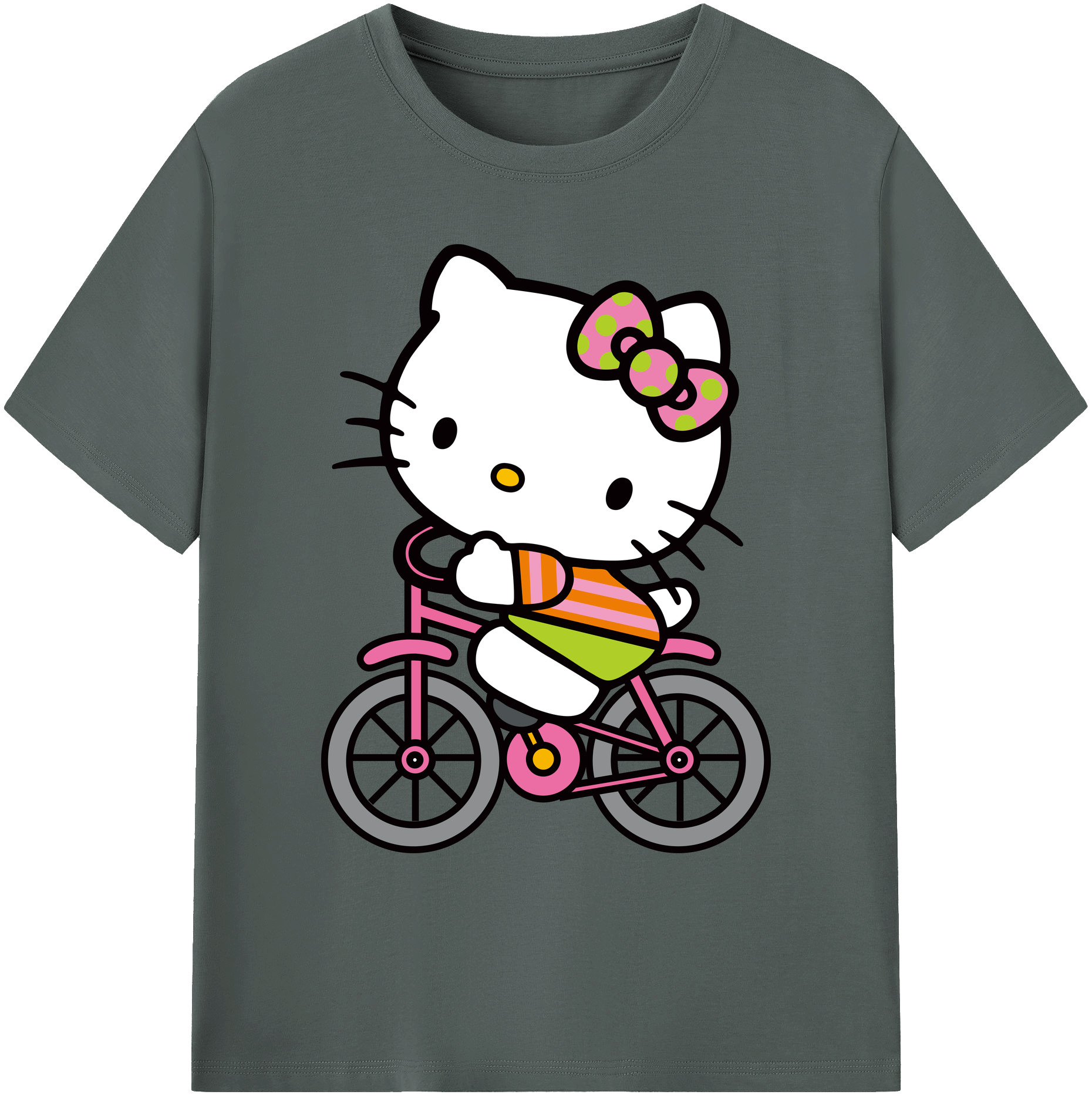 （画像用） Hello Kitty ハローキティ 綿100％ メンズ半袖Tシャツ｜肌触りやわらか＆通気性